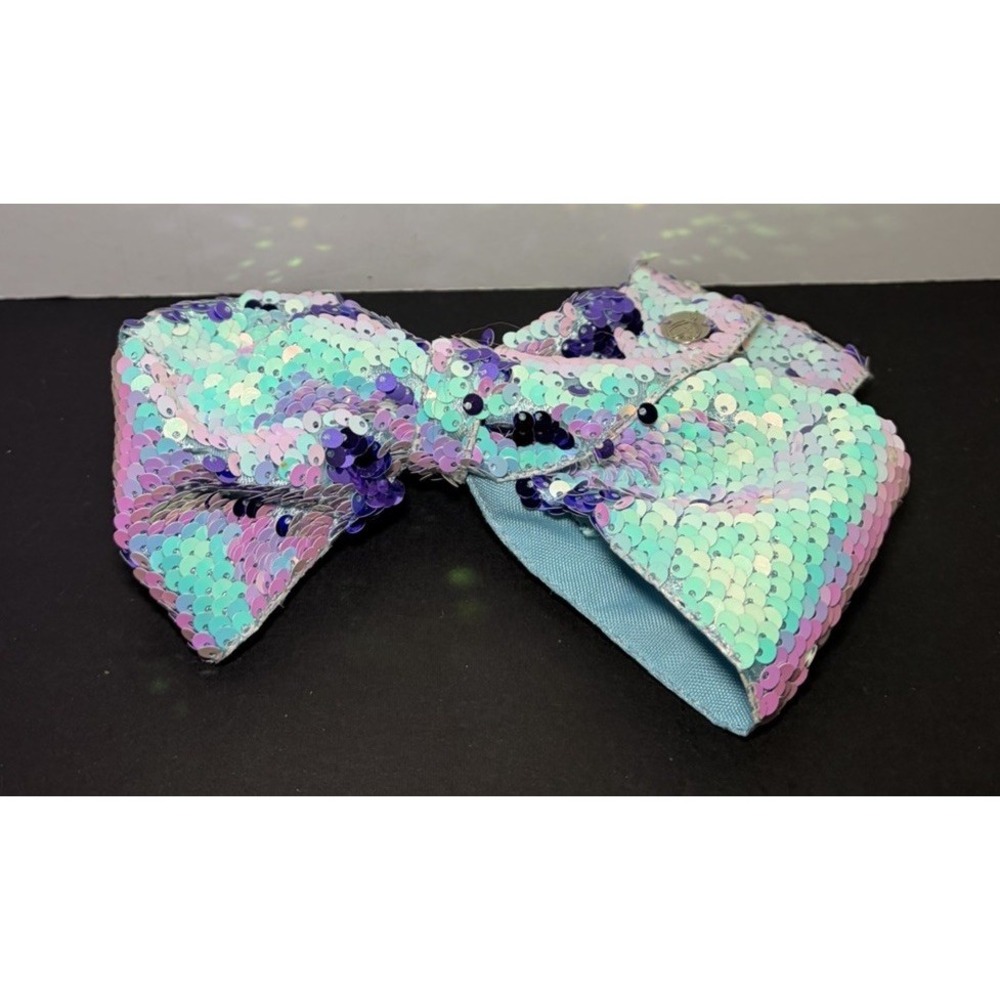 Jojo Siwa Sequin Hair Bow Large Purple Aqua Mermaid Clip-In - Picture 5 of 8